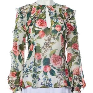 NICHOLAS printed peplum top ruffle floral long sleeved